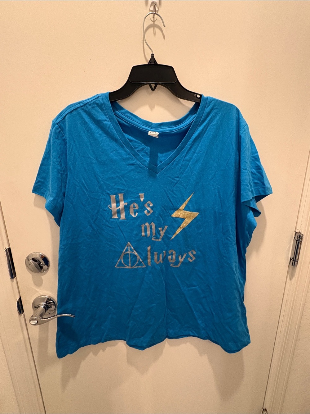 He's My Always Blue V-Neck Graphic Tee